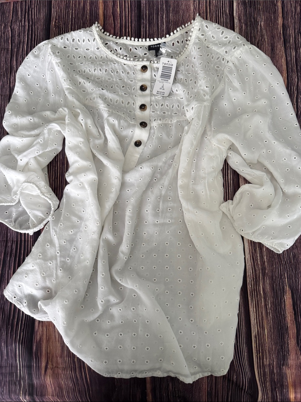 torrid White Eyelet Button-Front Peasant Blouse